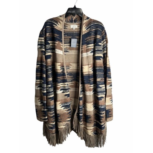 Lucky Brand Aztec Fringe Open Front Cardigan Large NWT - Picture 5 of 12